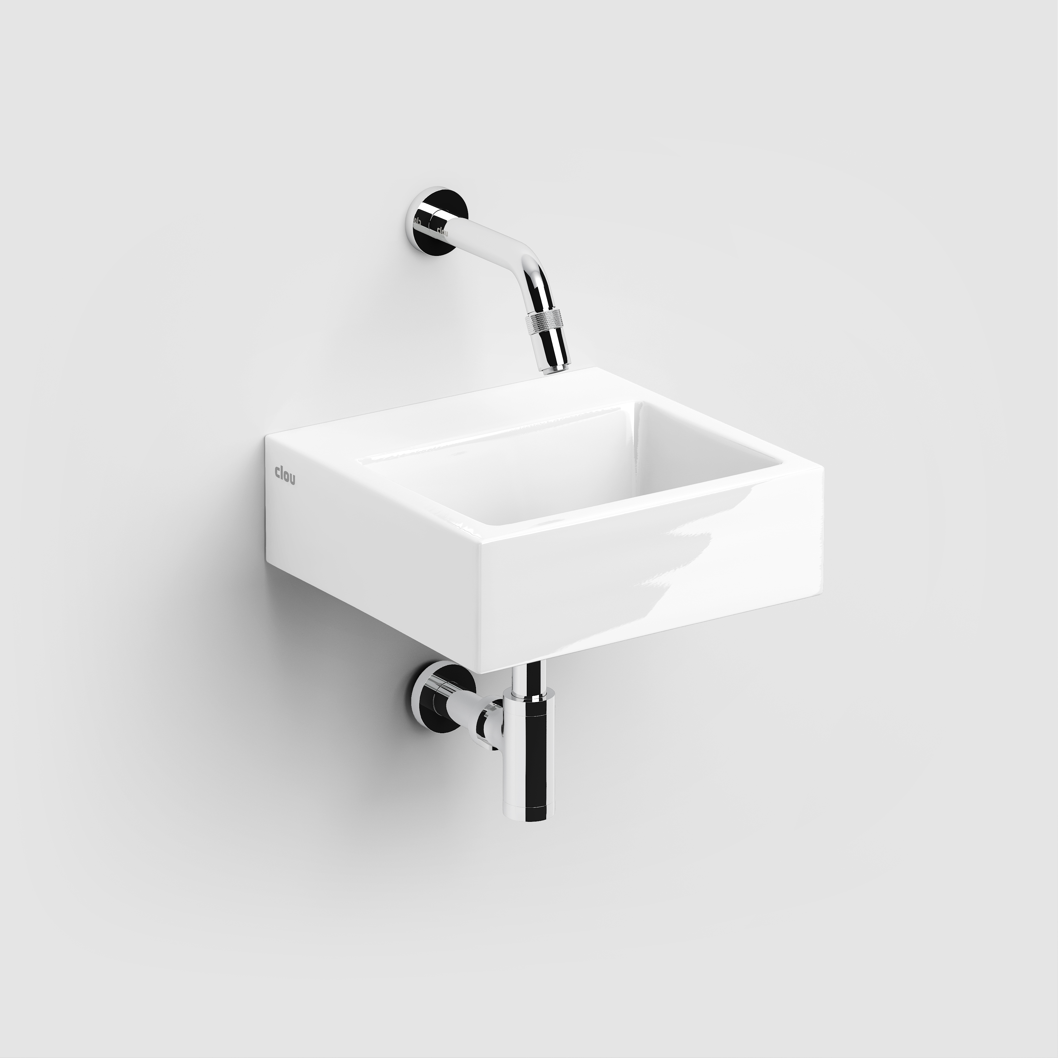 Clou Flush 1 fontein 28cm zonder kraangat met plug wit keram.